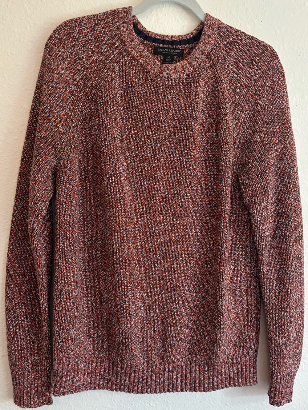 Banana Republic Men's Heathered Heavyweight Orange Crewneck Sweater